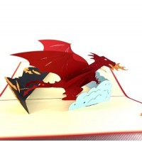 Handmade 3d Pop Up Card Red Dragon Birthday Wedding Anniversary Father's Day Valentine's Day Outdoor Adventures St George